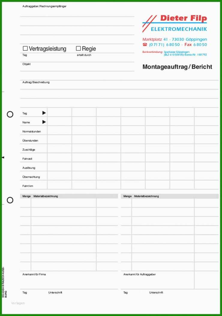 Rechnung Montage Muster