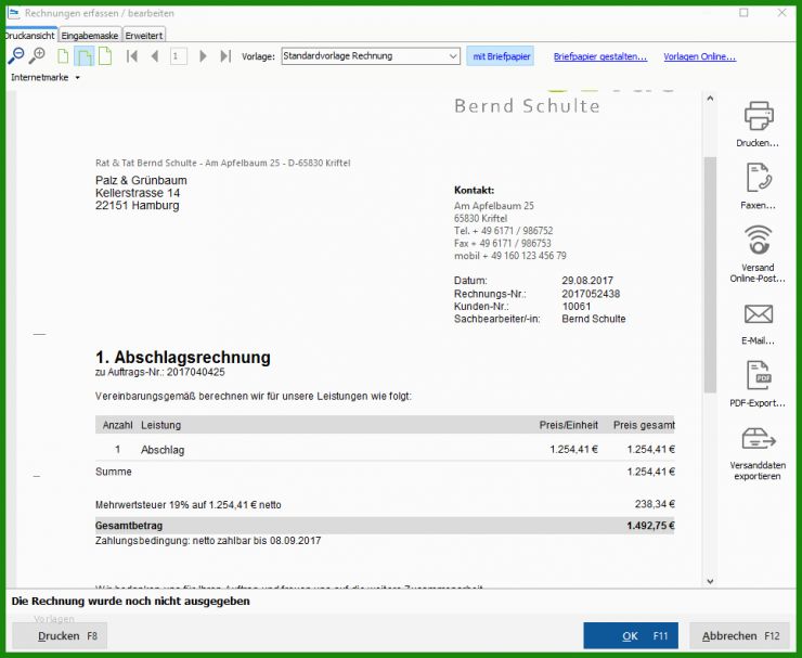 Rechnung Muster Abschlagsrechnung