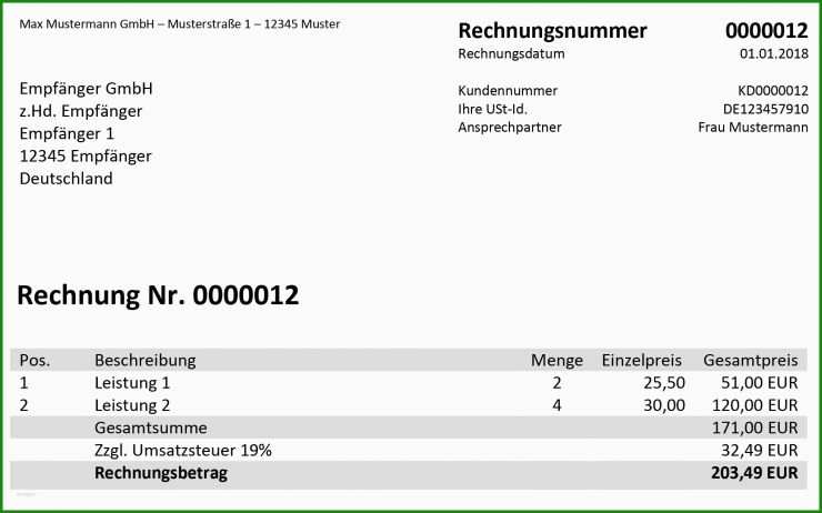 Rechnung Muster Fliesenleger