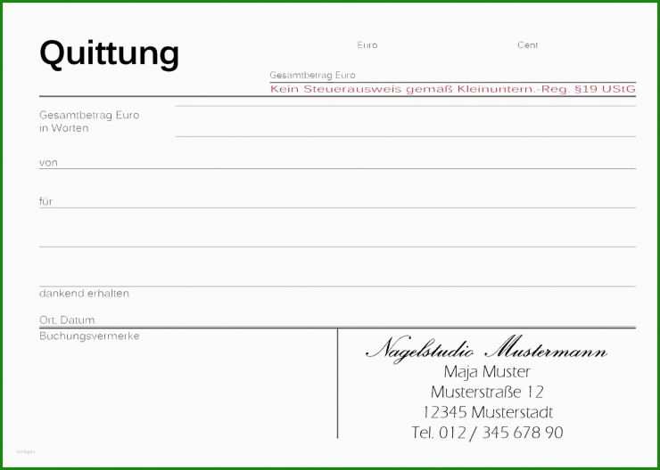 Rechnung Muster Kleinunternehmen
