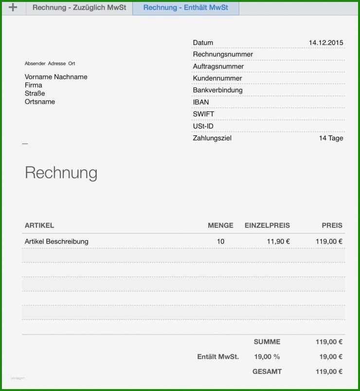 Rechnung Muster Ohne Mehrwertsteuer