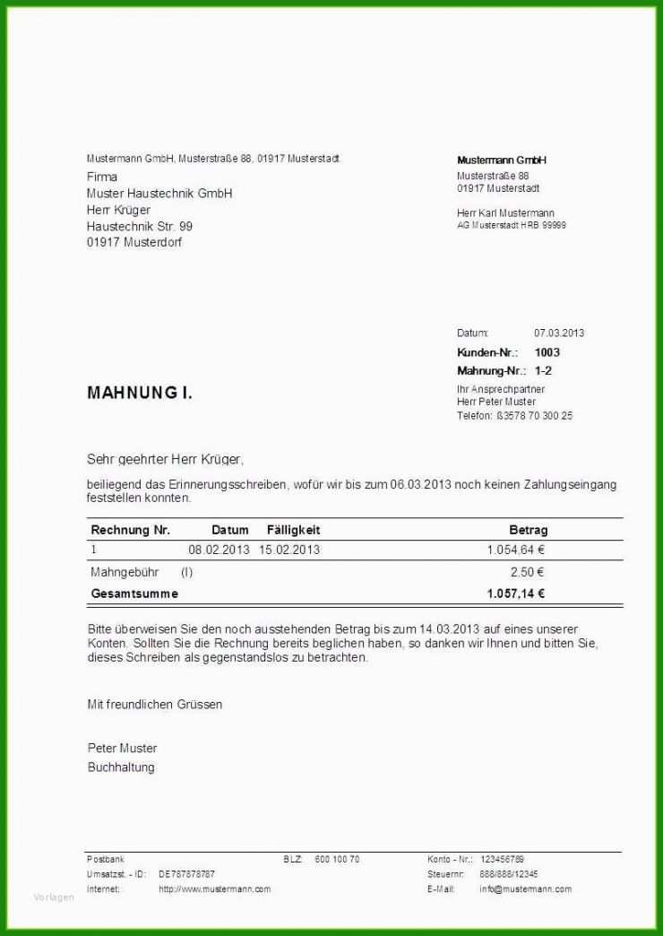 Rechnung Muster Text