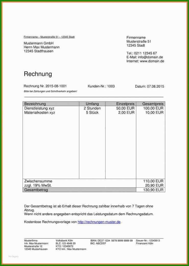 Rechnung Nach Jveg Muster