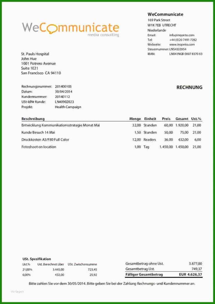 Rechnung Privat Vorlage