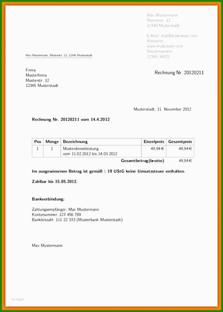 Rechnung Privat Vorlage Download