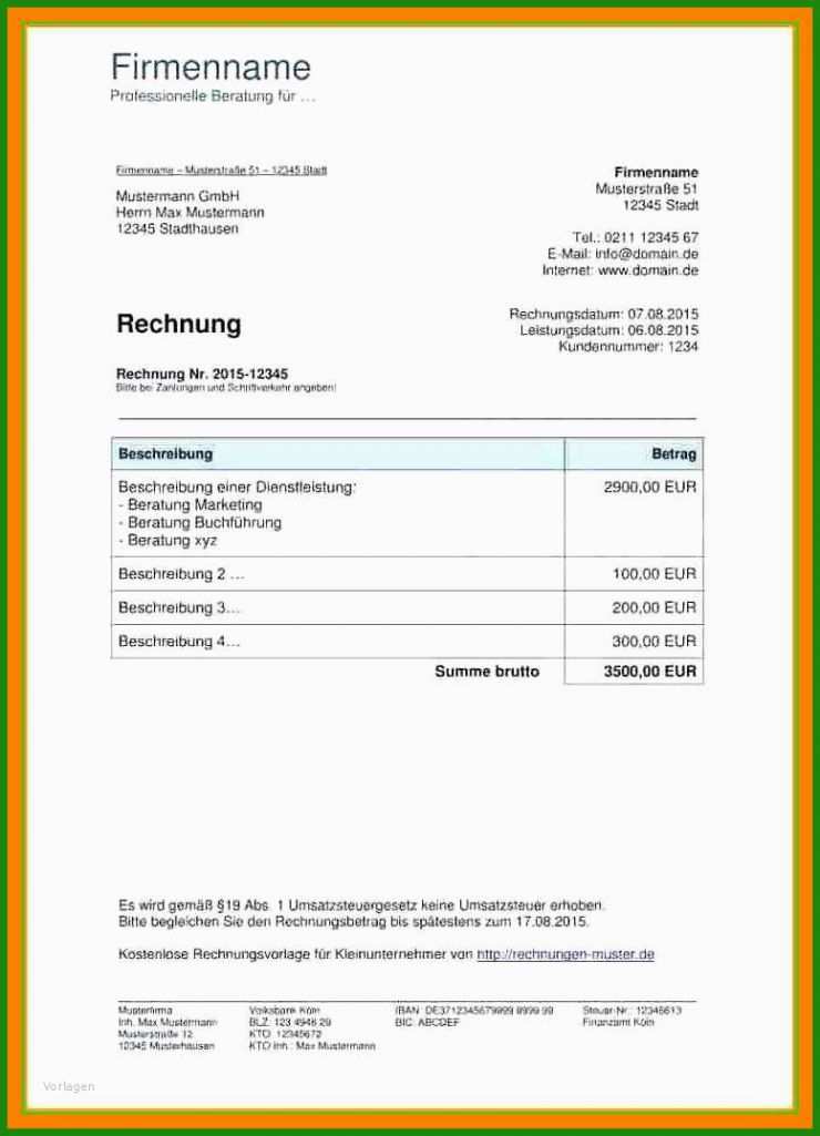 Rechnung Privatperson Muster