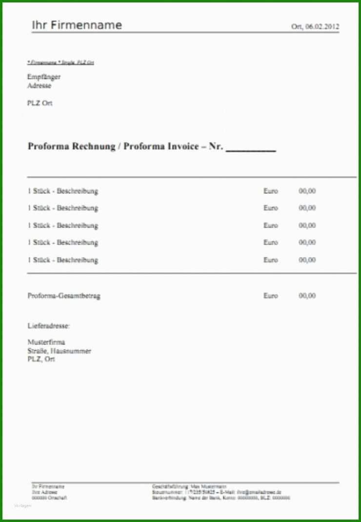 Rechnung Proforma Muster