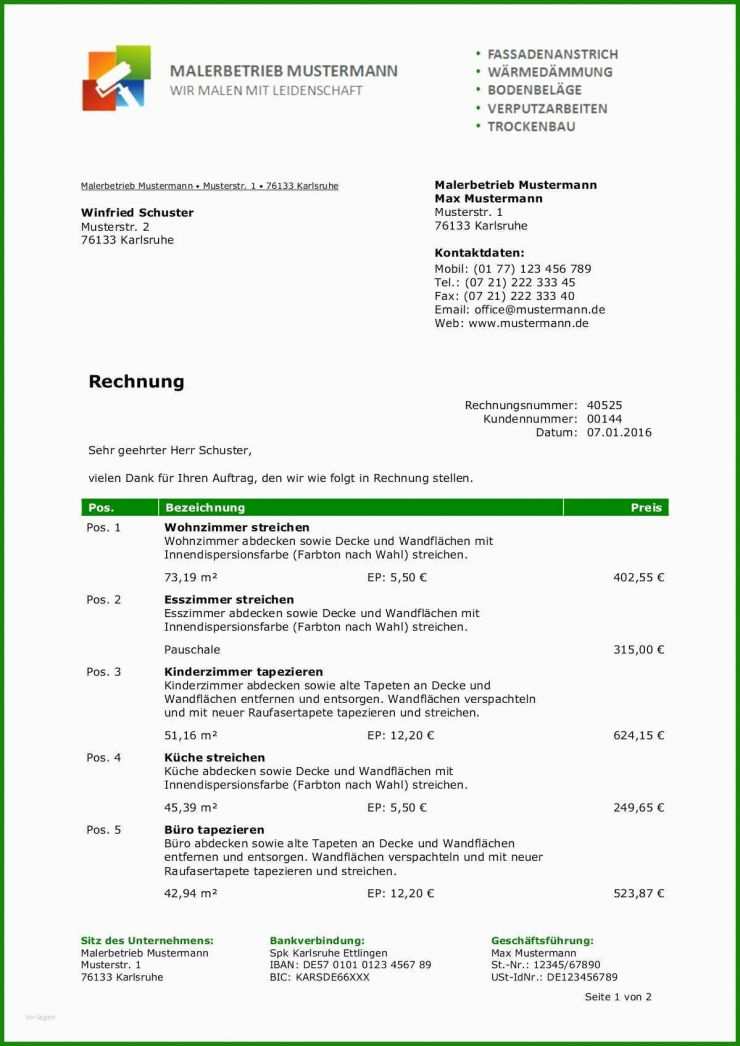 Rechnung Promotion Vorlage