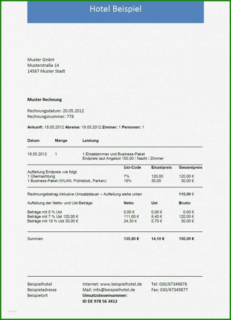 Rechnung Reisekostenerstattung Vorlage