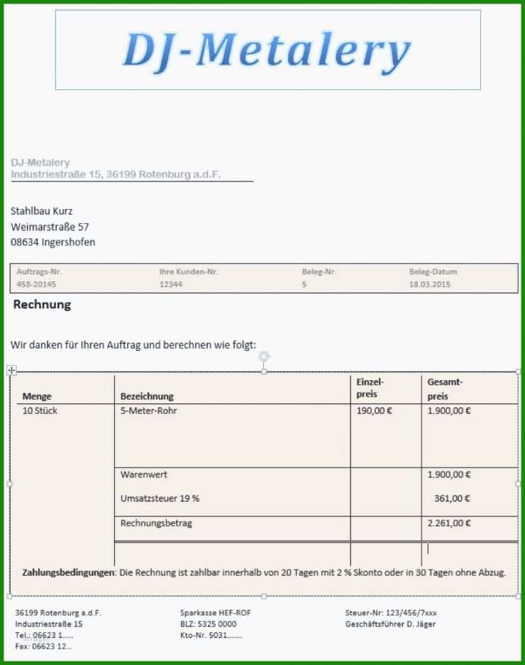 Rechnung Renovierungsarbeiten Muster