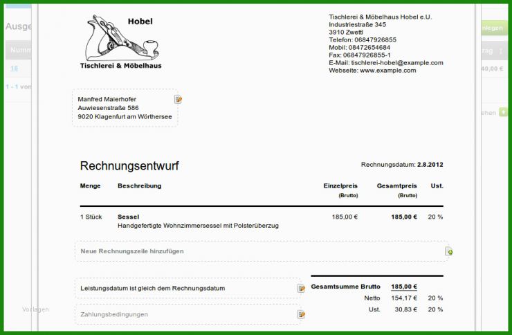 Rechnung Richtig Schreiben Vorlage