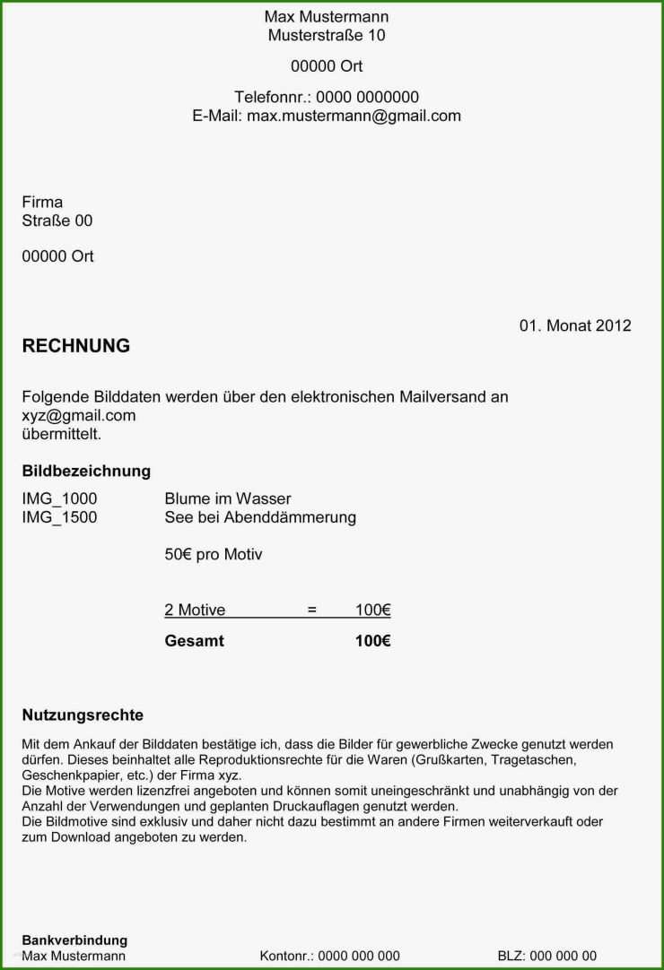 Rechnung Schreiben Als Student Vorlage