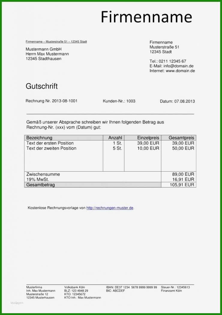Rechnung Schreiben Gewerbeschein Vorlage