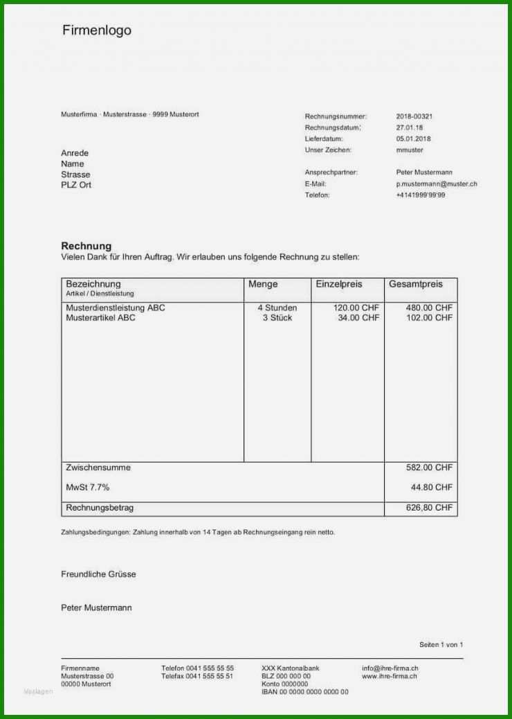 Rechnung Schreiben Muster Dienstleistung