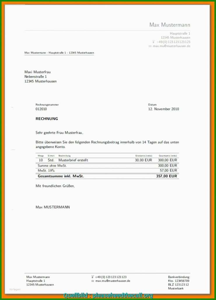 Rechnung Schreiben Vorlage Englisch