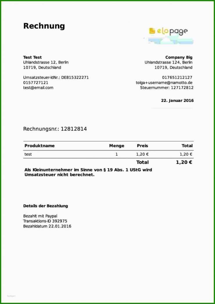 Rechnung Stellen Kleinunternehmer Vorlage