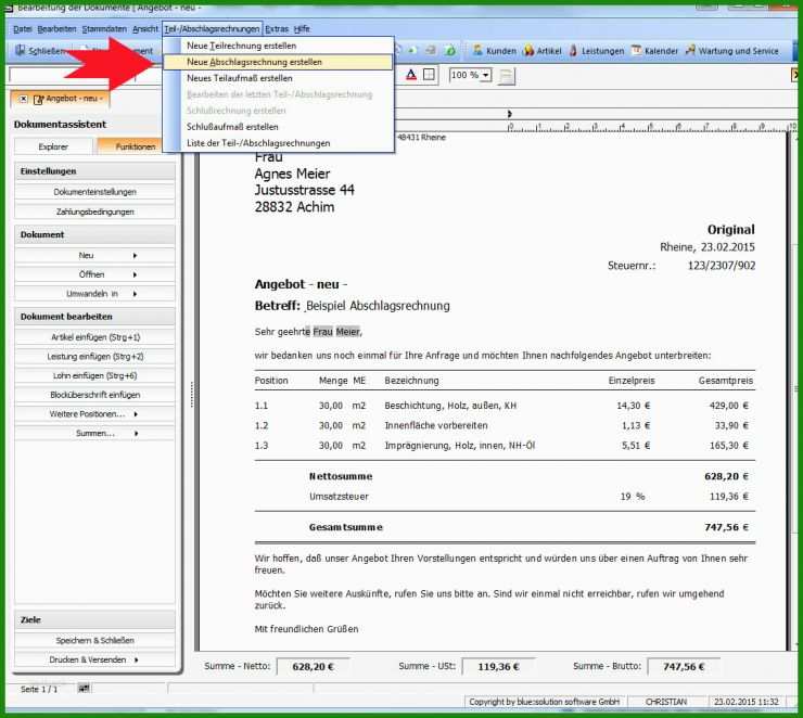 Rechnung Stellen Vorlage Freiberufler