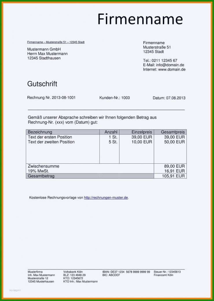 Rechnung übernachtung Vorlage