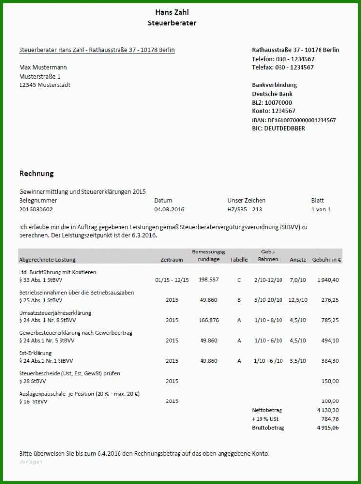 Rechnung übungsleiter Muster