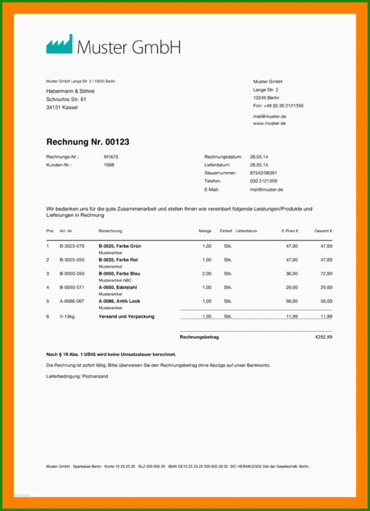 Rechnung Von Privat An Firma Vorlage