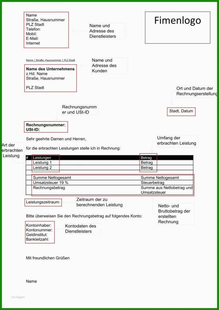 Rechnung Vorlage Bau