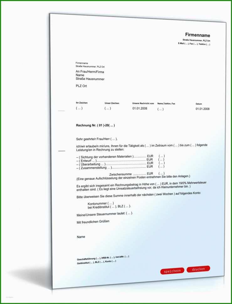 Rechnung Vorlage Einfach