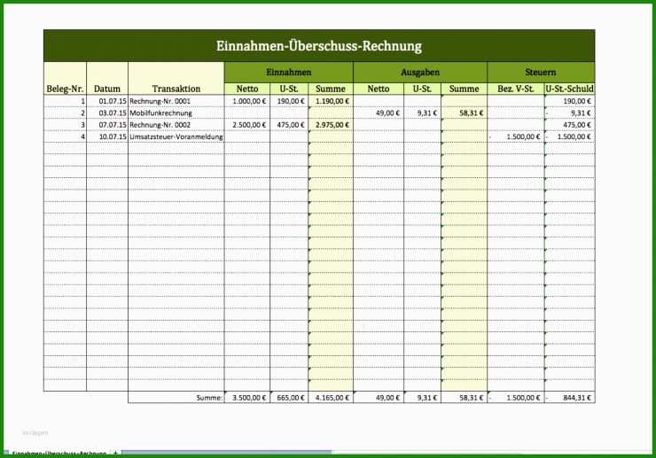 Rechnung Vorlage Excel Kostenlos