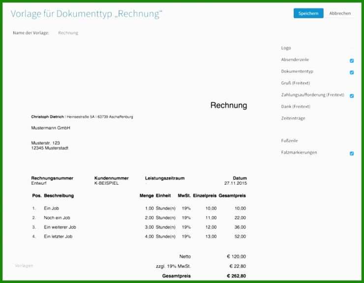 Rechnung Vorlage Freiberufler