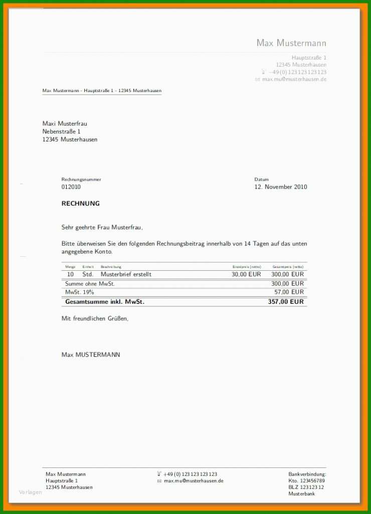 Rechnung Vorlage Landwirtschaft