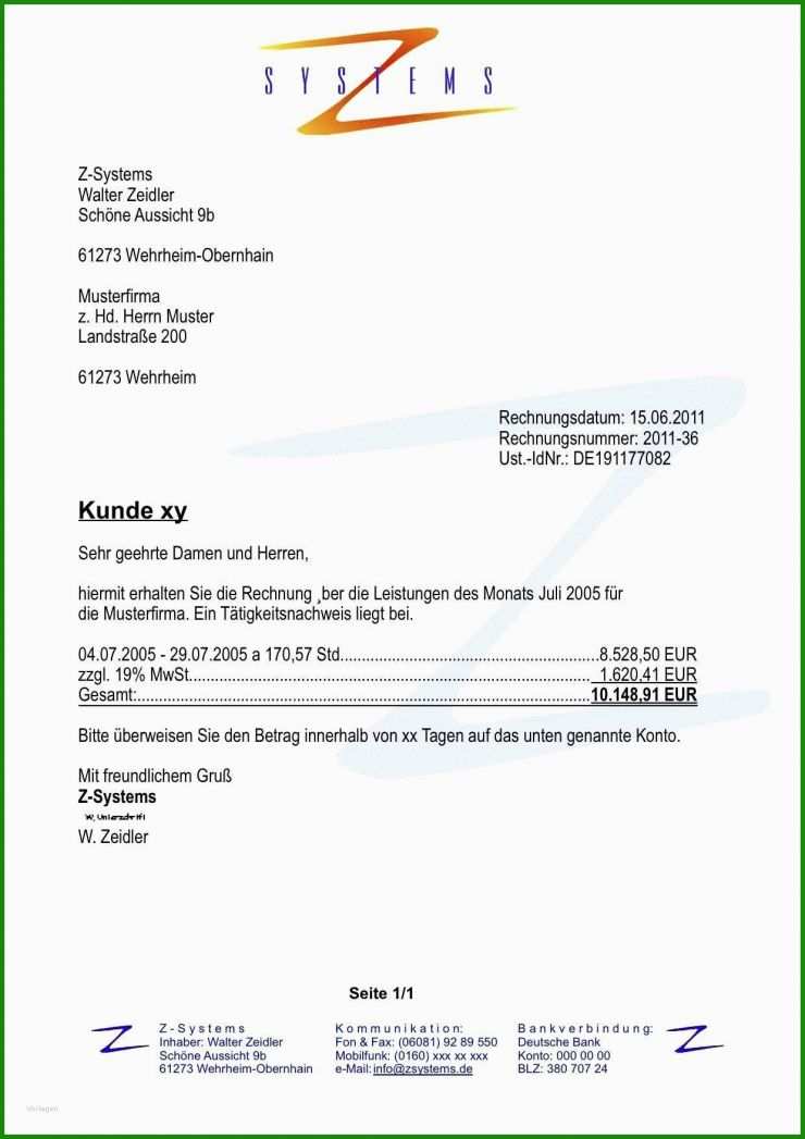 Rechnung Vorlage Makler