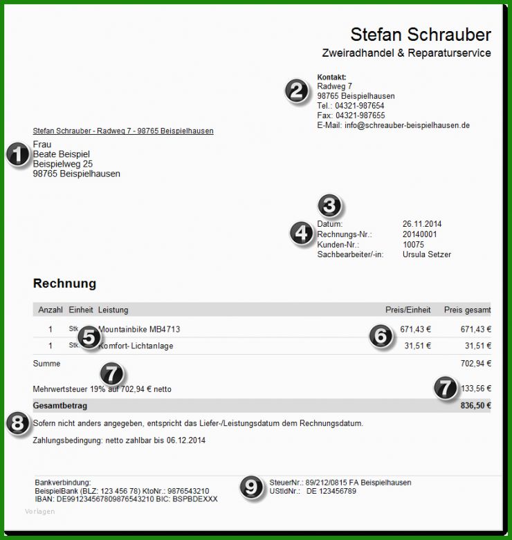 Rechnung Vorlage Mehrwertsteuer