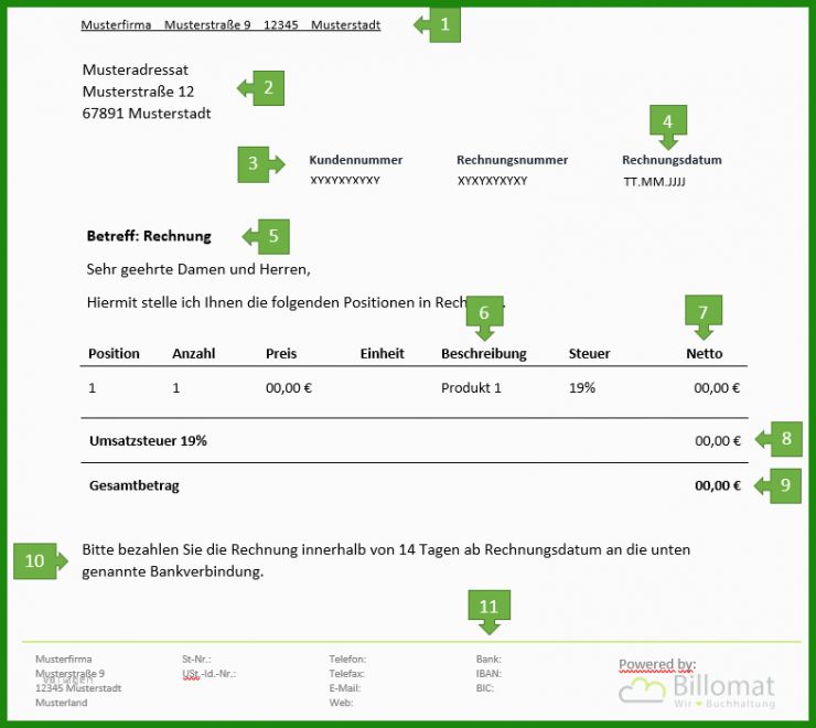 Rechnung Vorlage Mit Umsatzsteuer