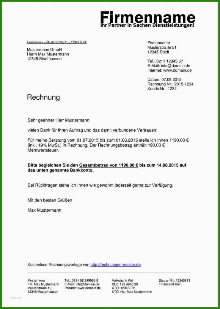 Rechnung Vorlage Privat