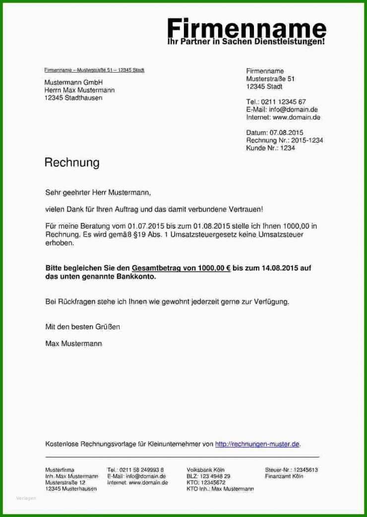 Rechnung Vorlage Provision