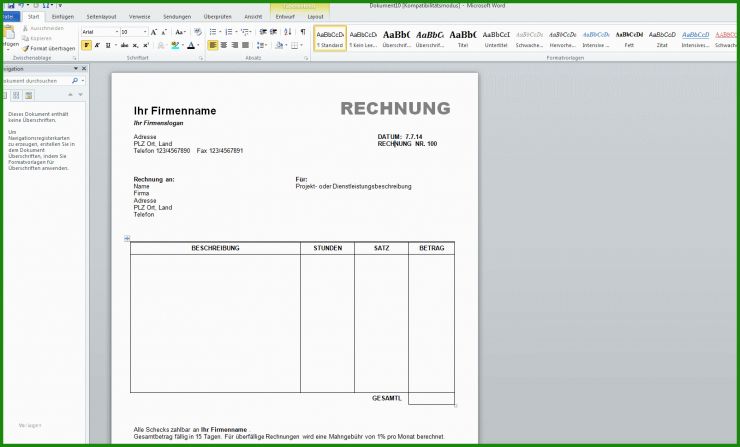 Rechnung Vorlage Psd