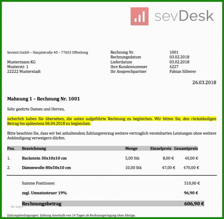 Rechnung Vorlage Ratenzahlung
