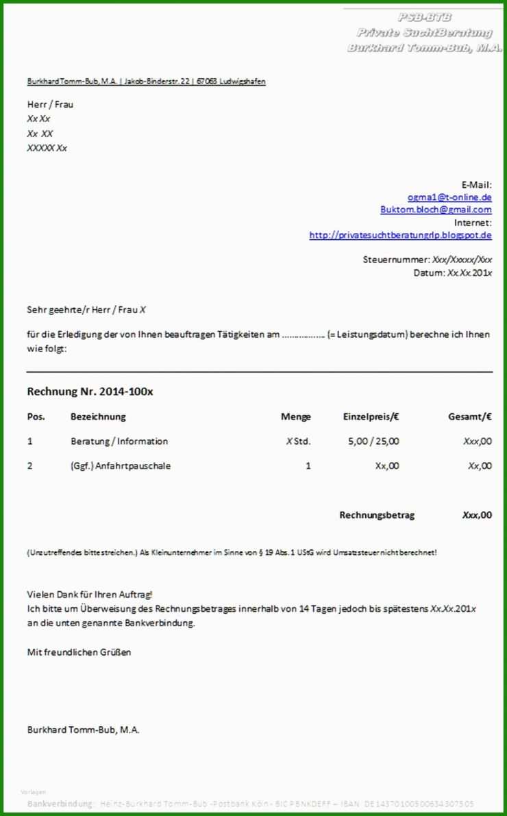 Rechnung Vorlage Schweiz