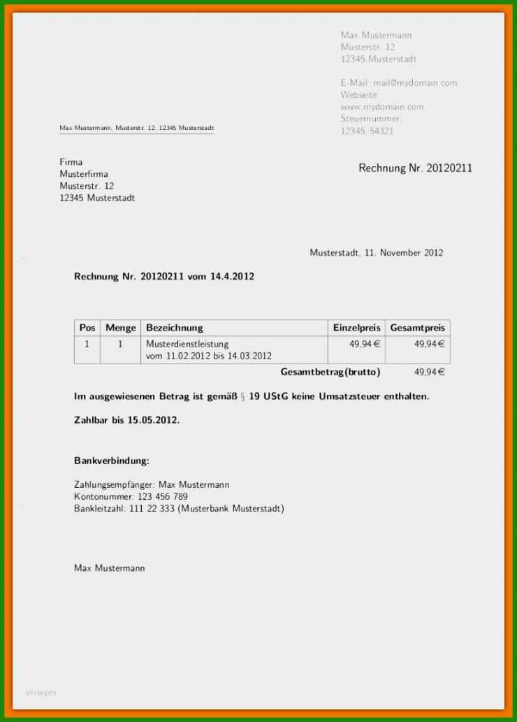 Rechnung Webdesign Vorlage