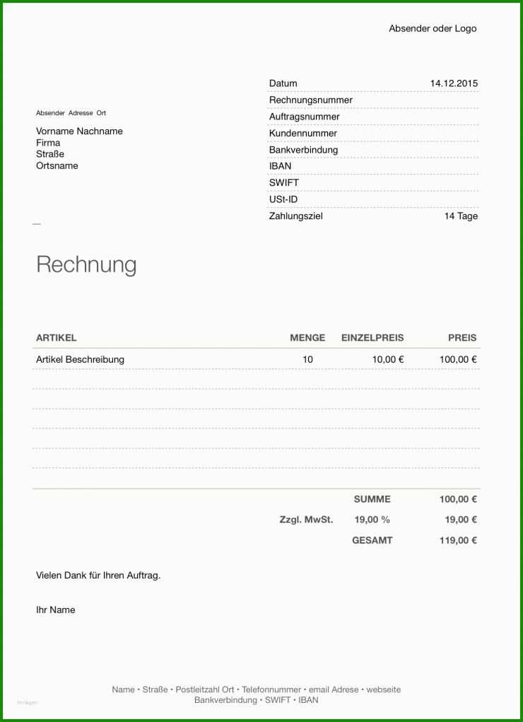 Rechnung Weiterberechnen Vorlage