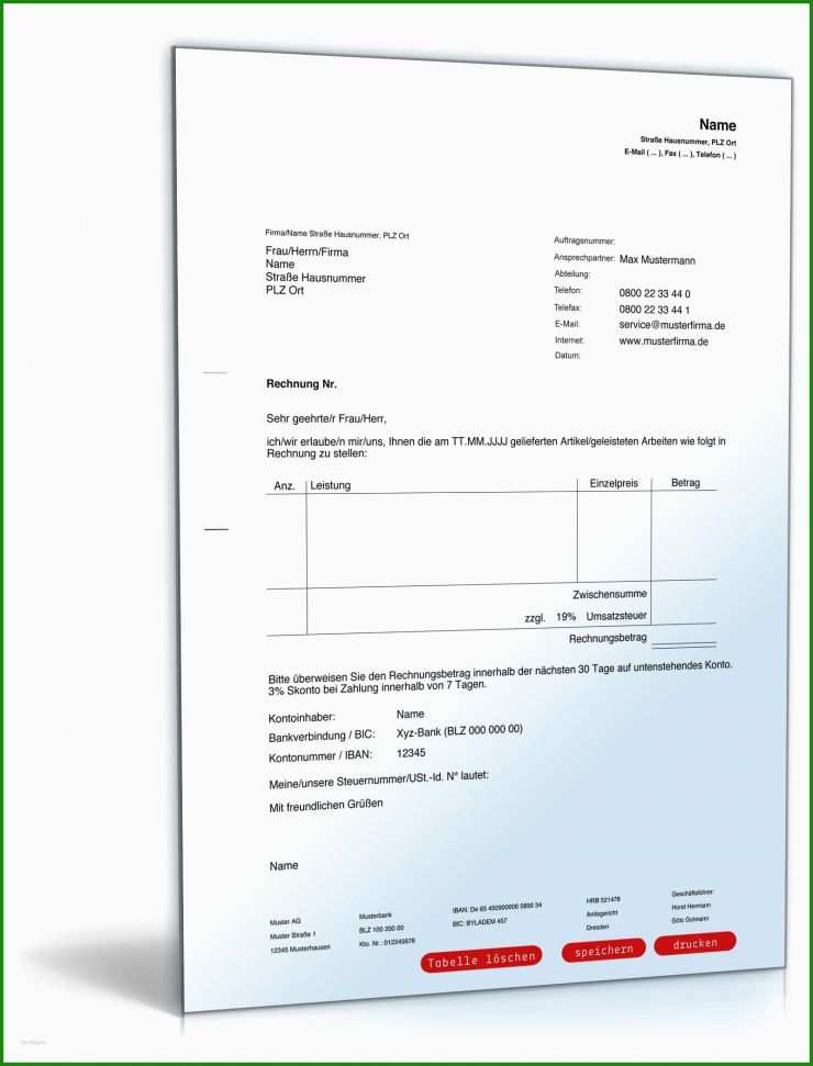 Rechnung Zahlungsziel Vorlage