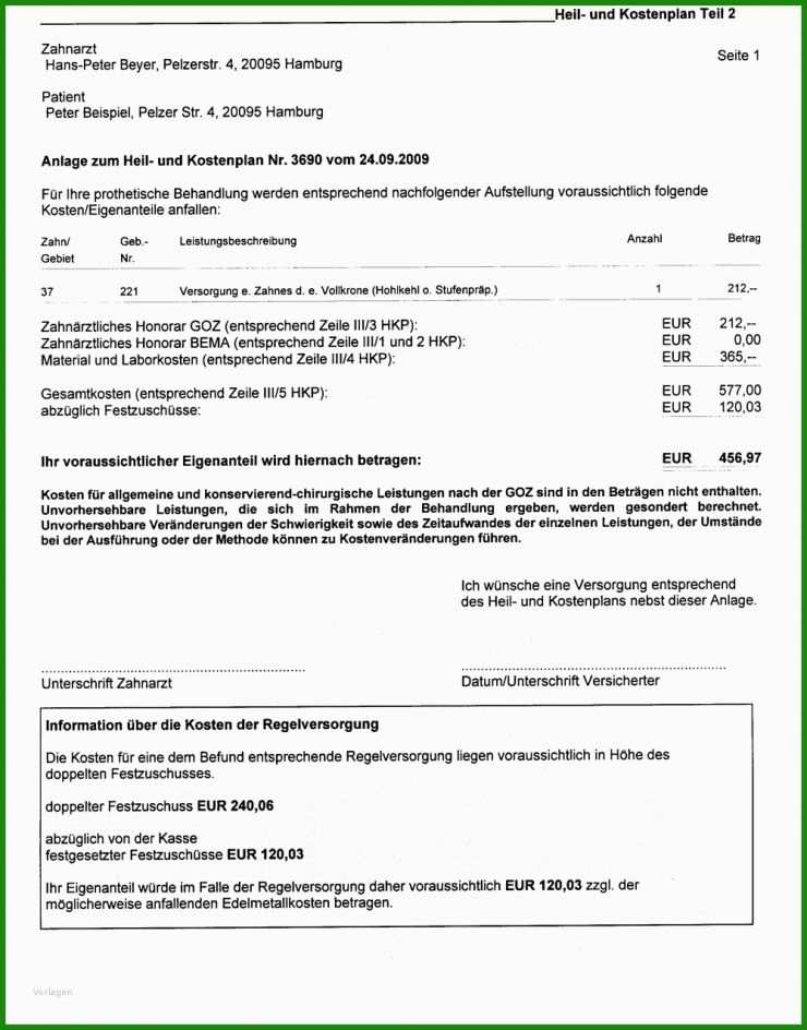 Rechnung Zahnarzt Muster