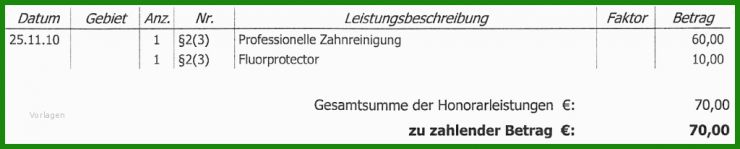 Rechnung Zahnarzt Vorlage
