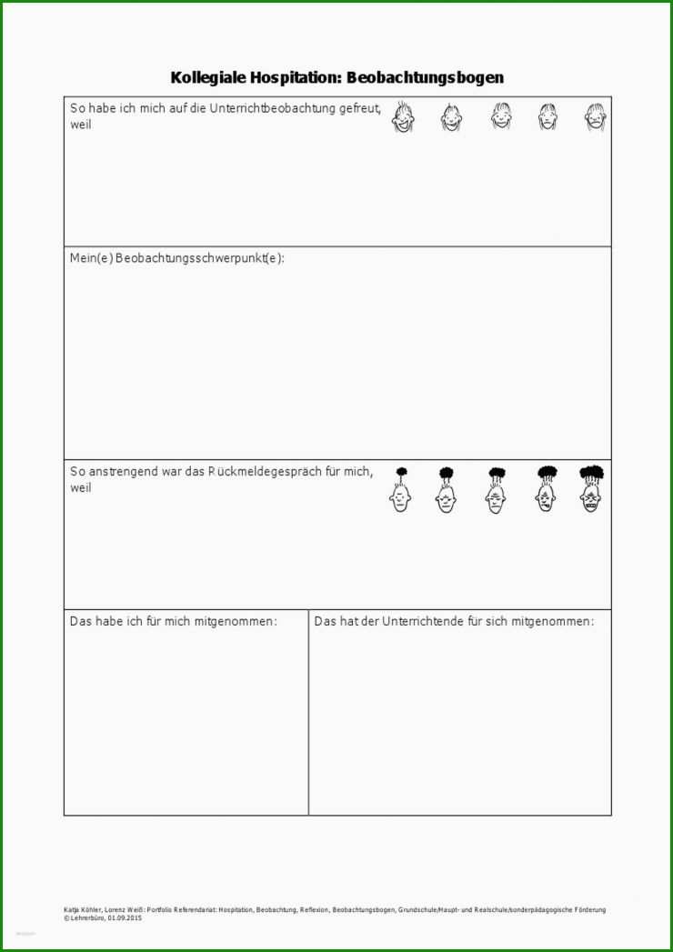 Reflexion Angebot Kindergarten Vorlage