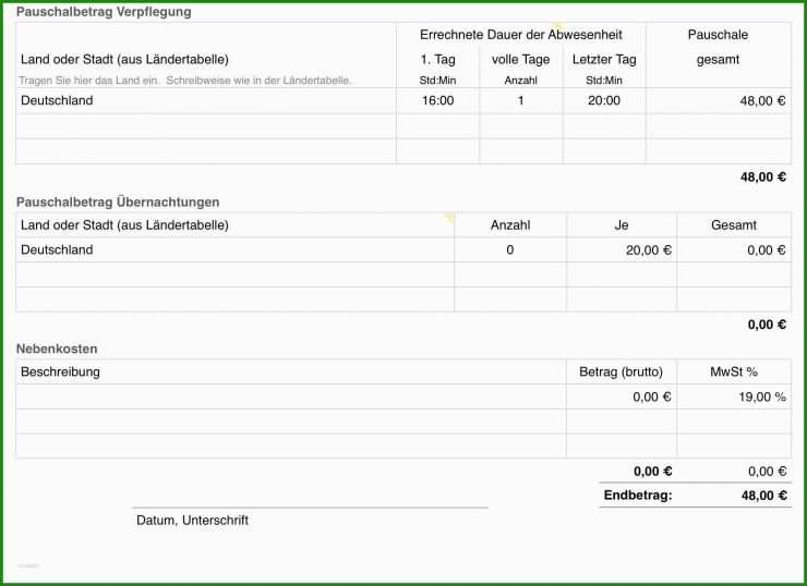 Reisekosten Rechnung Vorlage