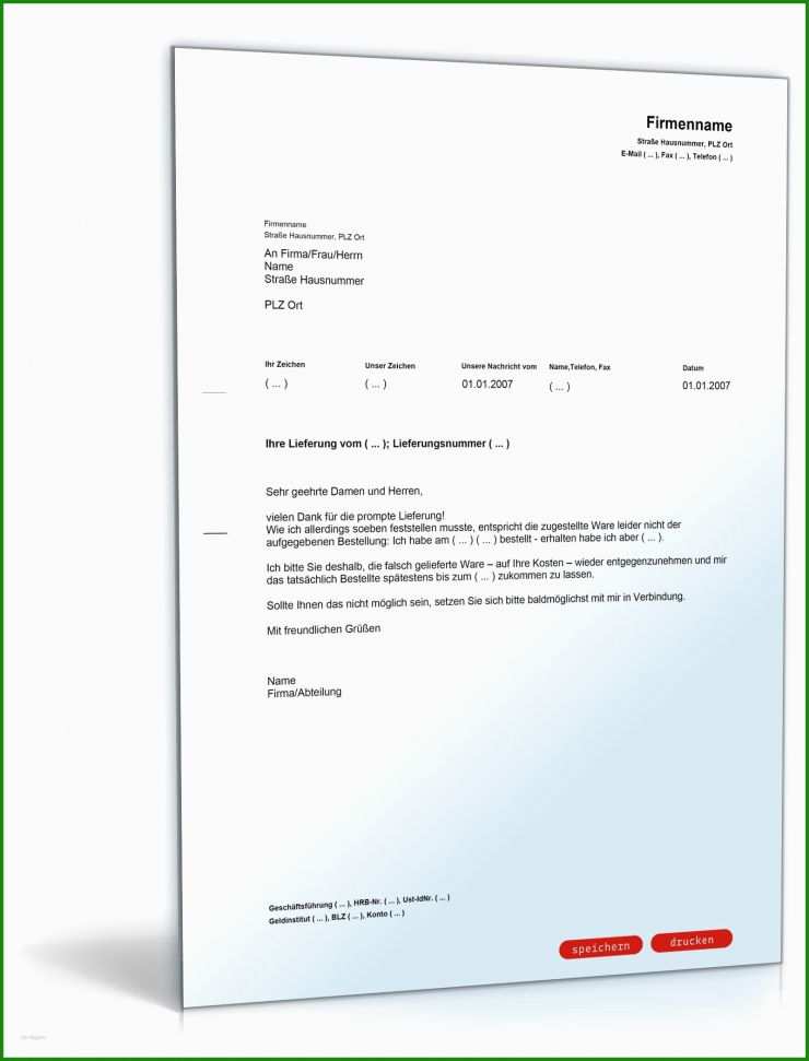 Reklamation Brief Muster