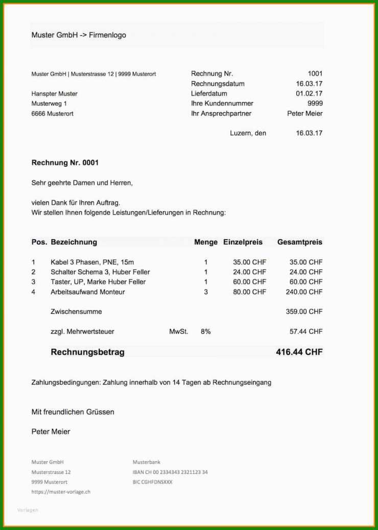 Renovierung Rechnung Muster