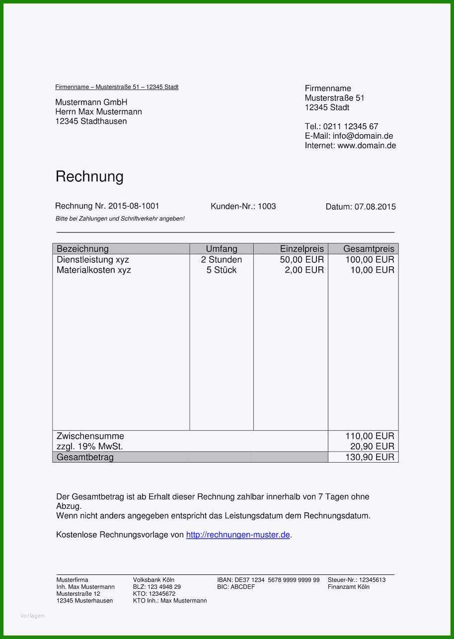 Restaurant Rechnung Muster