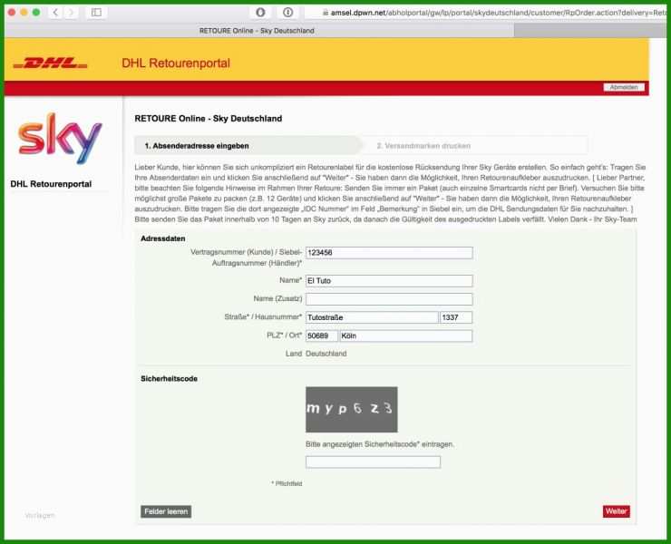 Retoure Brief Muster 5 Retoure Brief Muster