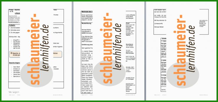 Sachlicher Brief 6. Klasse Realschule Muster
