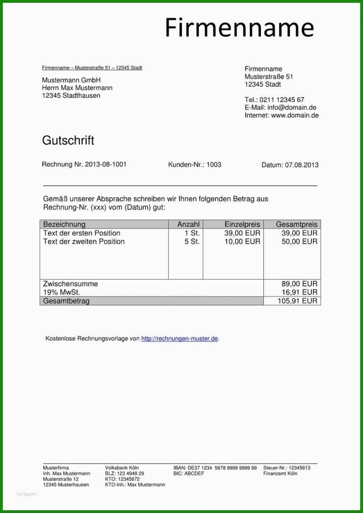 Schreibe Rechnung Muster